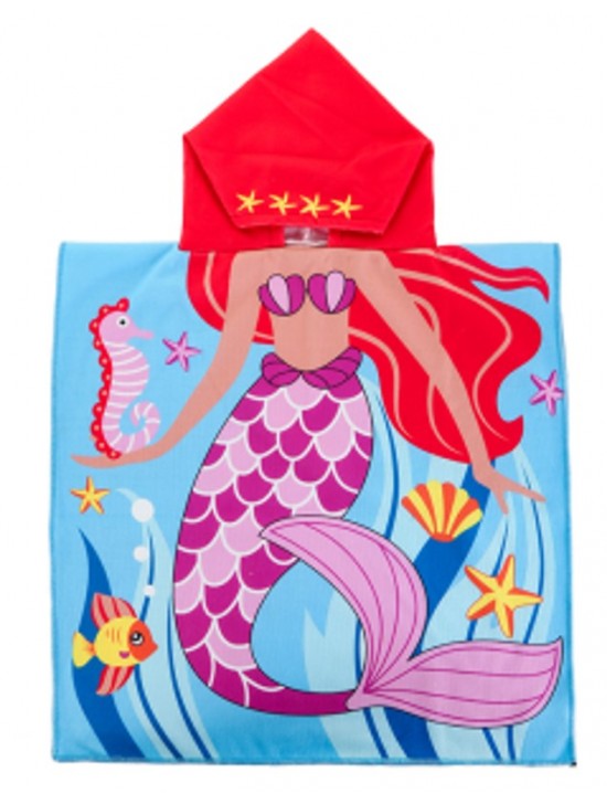 Kids Mermaid Patterned Hoodie Towel